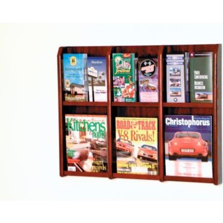 WOODEN MALLET 6 Magazine/12 Brochure Oak & Acrylic Wall Display - Mahogany LM-9MH